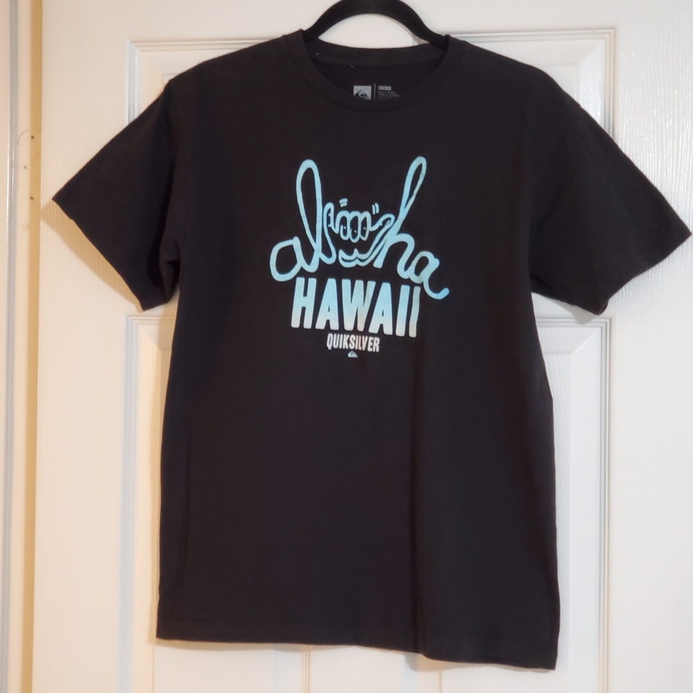 Quicksilver short sleeve black graphic tee 'al🤙ha Hawaii' Med. - Picture 1 of 4